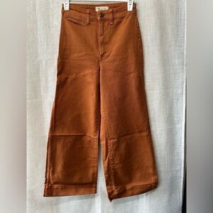 Madewell Slim Emmett Wide-Leg Crop Pants Size 23 | Rust Orange Stretch Fit